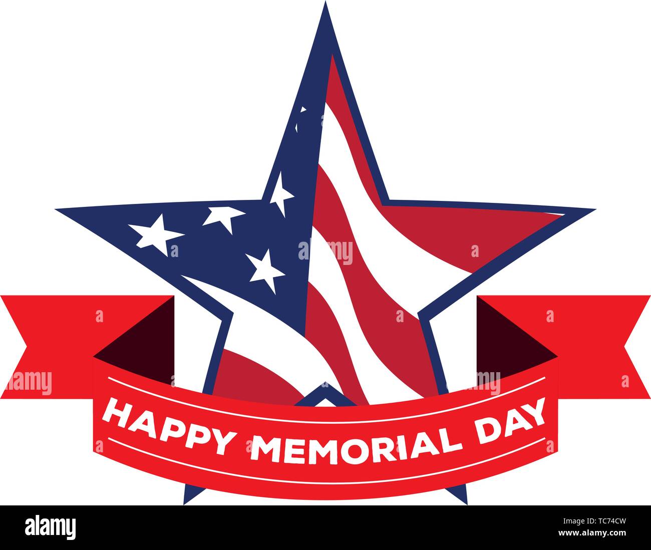 Memorial day banner with flag of United States shaped a star- Vector ...