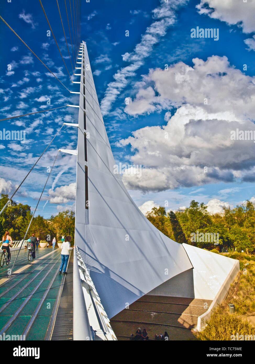 Sundial Bridge in Redding, California. This 710 foot span crosses the