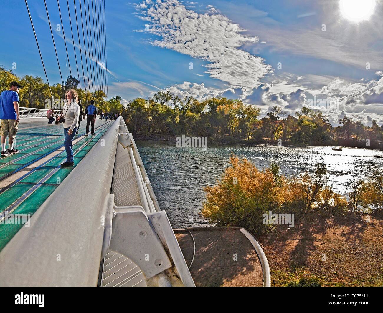 Sundial Bridge in Redding, California. This 710 foot span crosses the