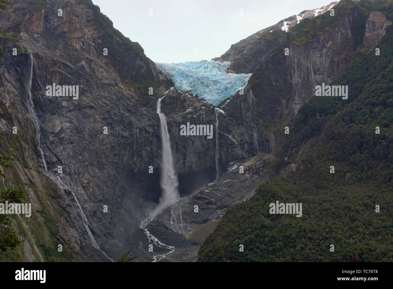 Ventisquero Colgante hanging glacier in Queulat National Park ...