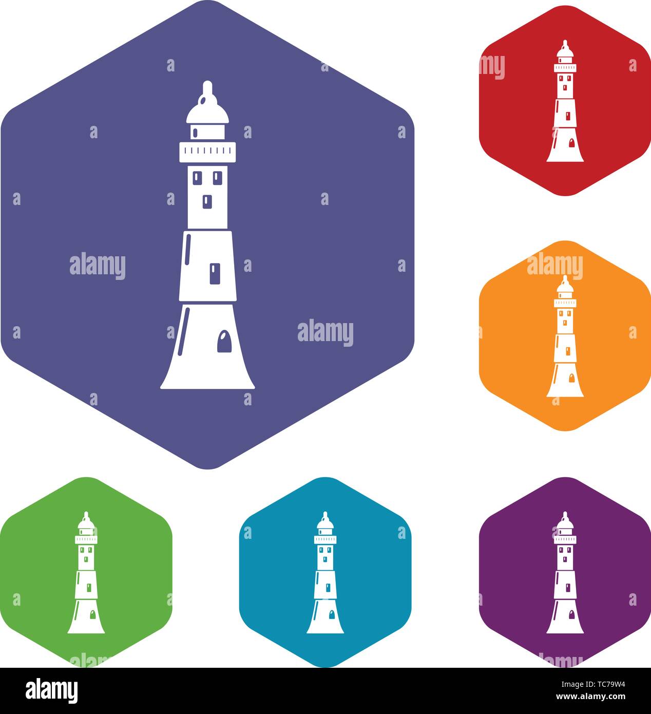 Tower icons vector hexahedron Stock Vector