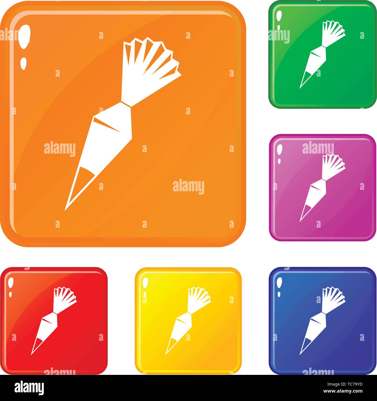 Cotton icing bag icons set vector color Stock Vector