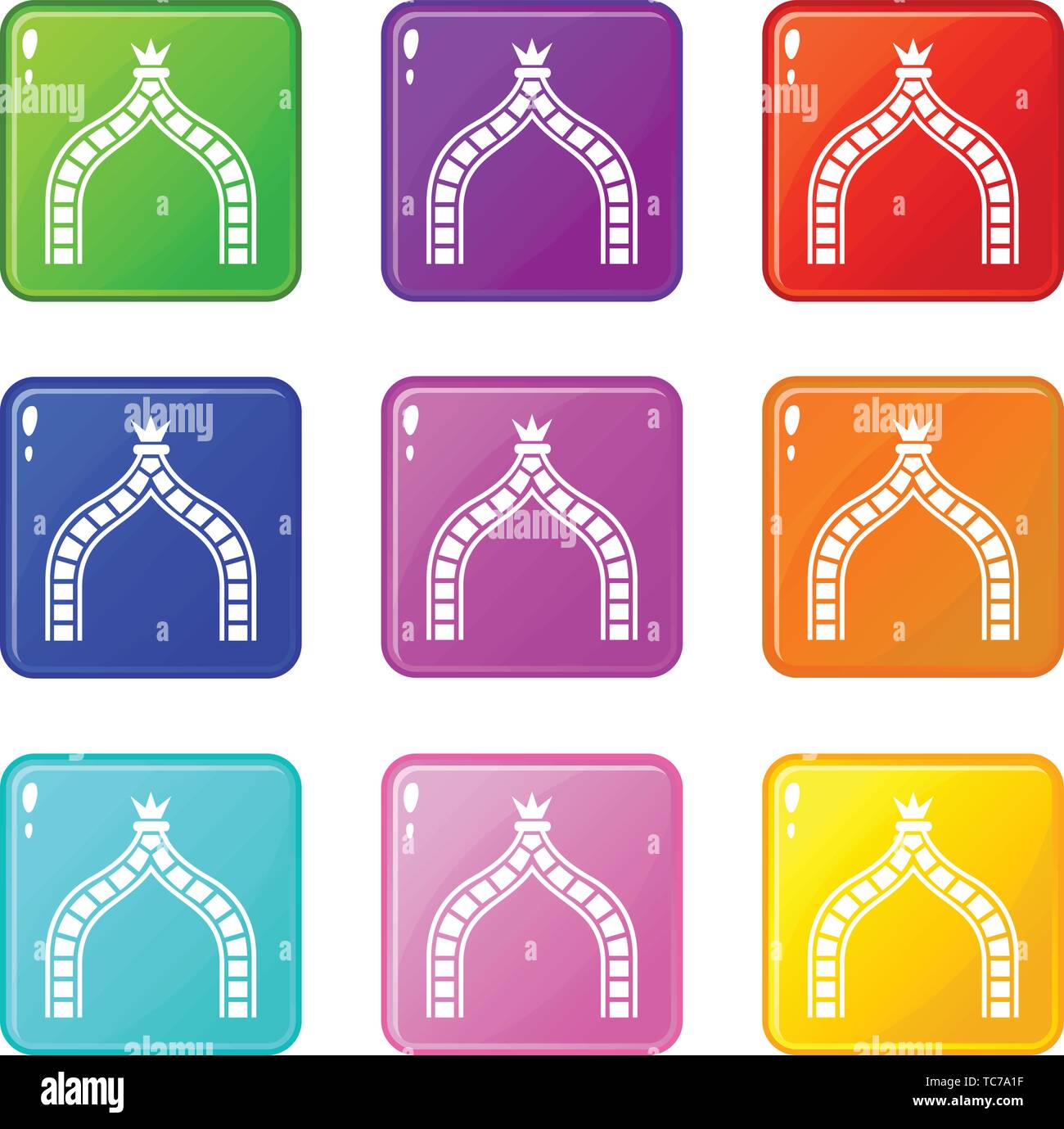 Ancient arch icons set 9 color collection Stock Vector Image & Art - Alamy