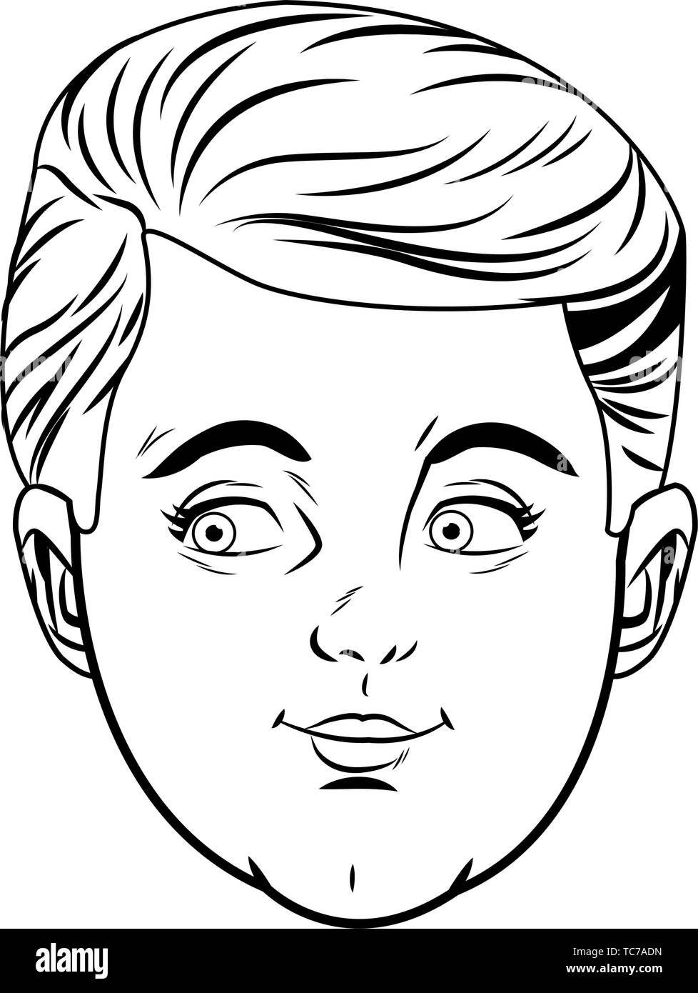 boy face avatar profile picture black and white Stock Vector Image