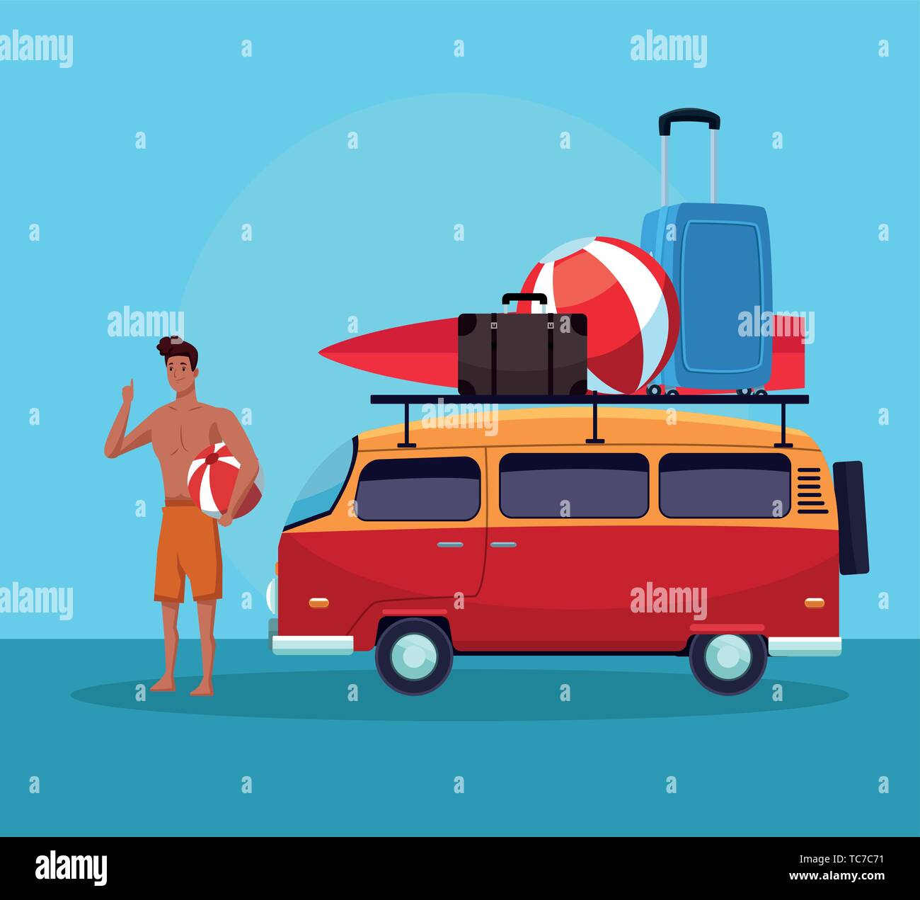 Man beach advertisement Stock Vector Images - Alamy