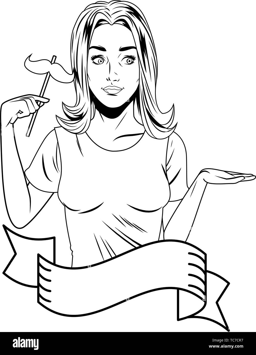 Attractive woman fake moustache Stock Vector Images - Alamy