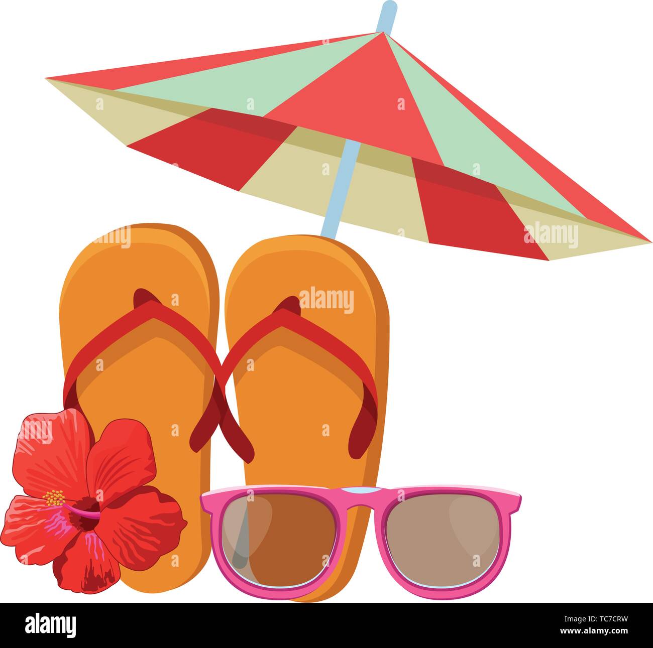 Umbrella and flip flops with sunglasses Stock Vector Image & Art - Alamy