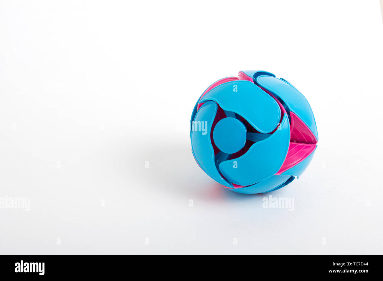 Plastic toy ball transformer blue and pink. Children's toy. Beautiful