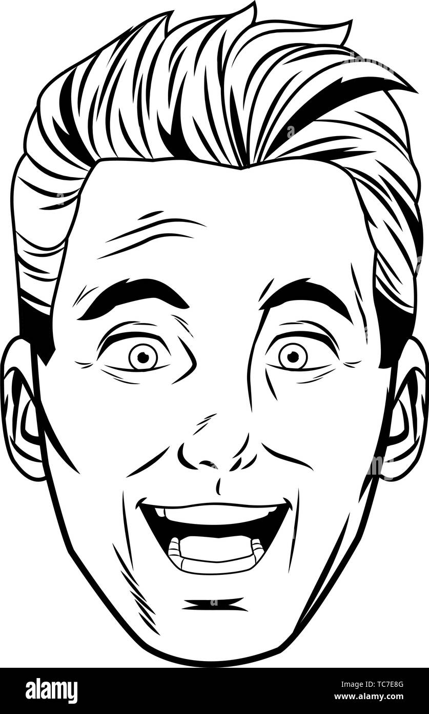 man face avatar profile picture black and white Stock Vector Image