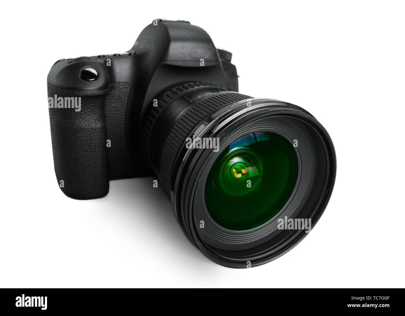 Black DSLR Camera isolated on white background Stock Photo - Alamy