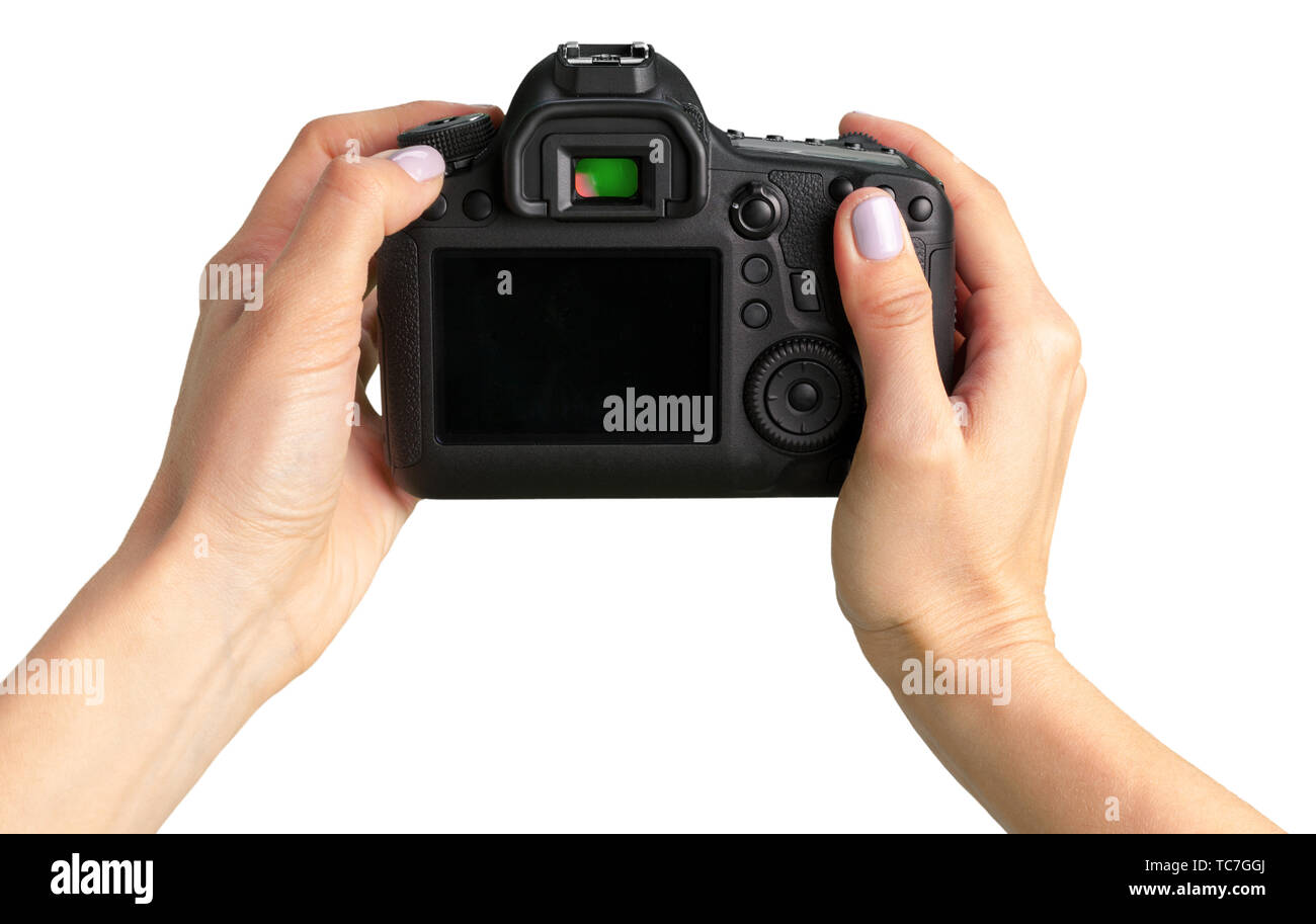 Black DSLR Camera isolated on white background Stock Photo - Alamy