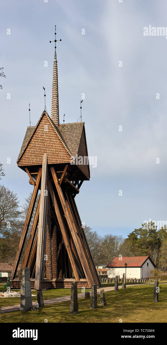 Glanshammar church campanile in Glanshammar near Örebro, Sweden Stock Photo