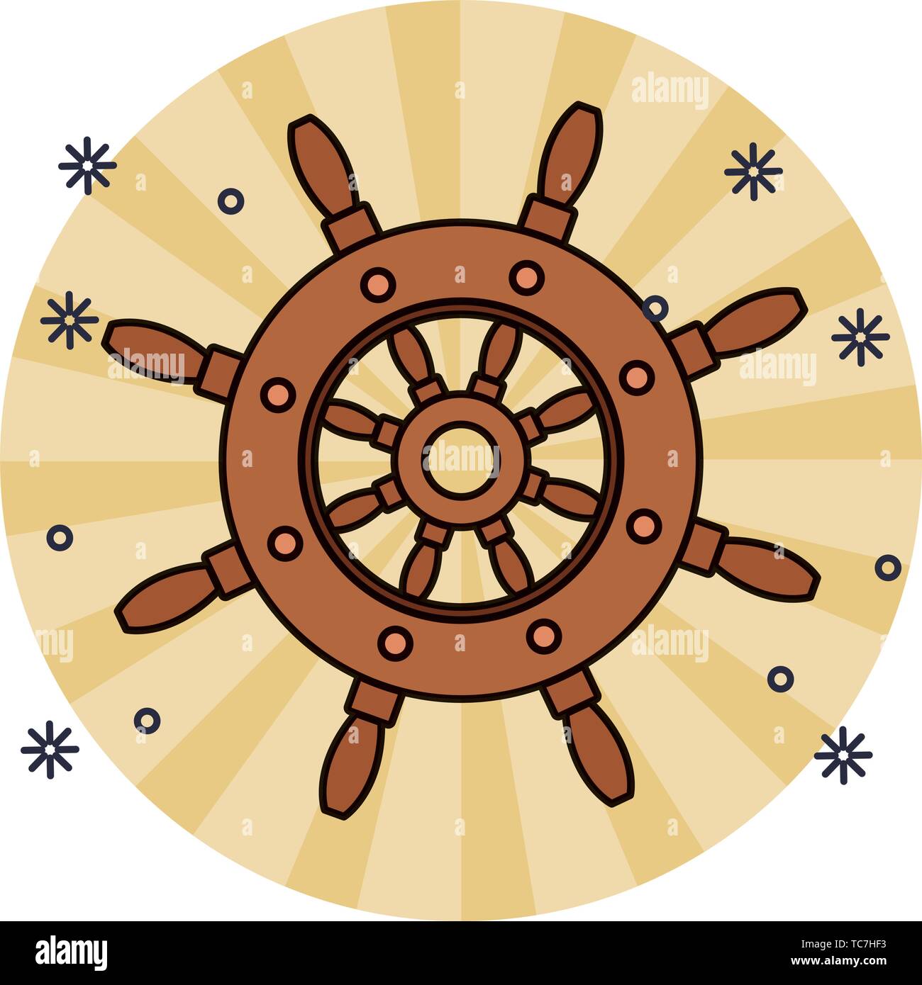 Ship wooden steering wheel cartoon Stock Vector Image & Art Alamy