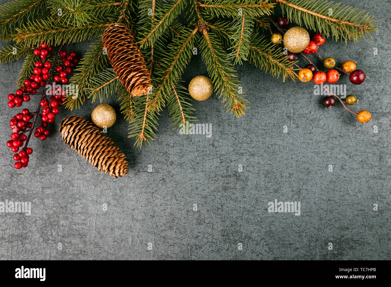 Christmas pine branch decoration Stock Photo Alamy
