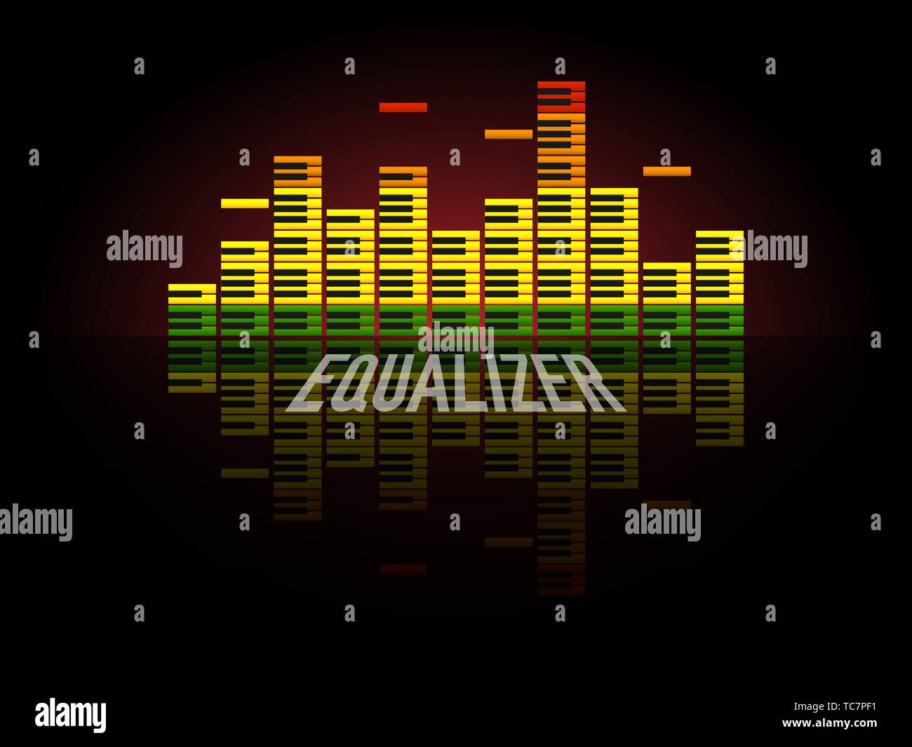 Piano equalizer concept. Color sound waves design. Retro audio scale on