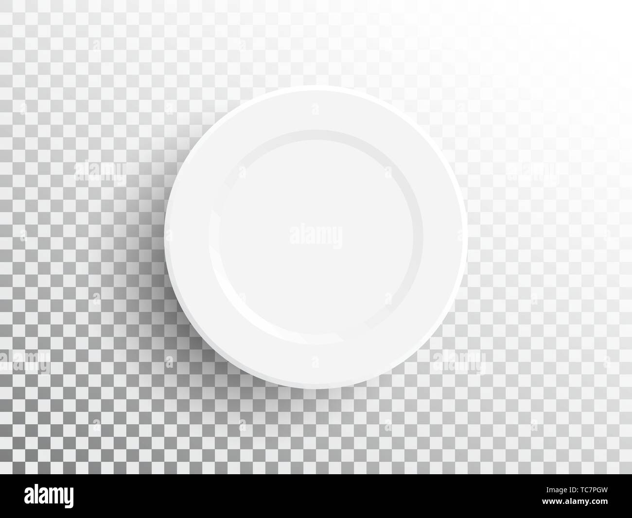 White plate isolated on transparent background. Realistic empty ...