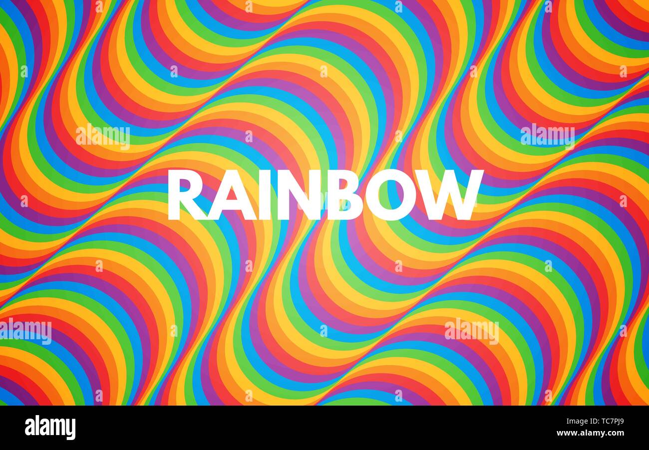 Rainbow abstract background. Colorful texture with bright waves. Colored curved lines. Trendy backdrop for banner, poster, flyer, website Stock Vector