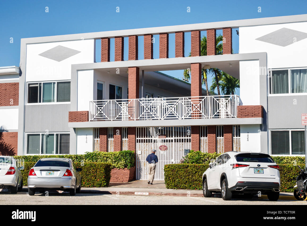 Miami Beach Florida,North Beach,North Shore National Register District,residence home,facade,exterior,MiMo Mid Century Post war style architecture,apa Stock Photo