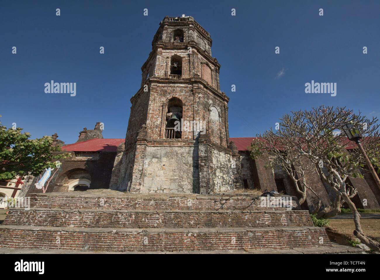 The UNESCO World Heritage Santa Maria Church and belltower, Ilocos Sur, Philippines. Stock Photo