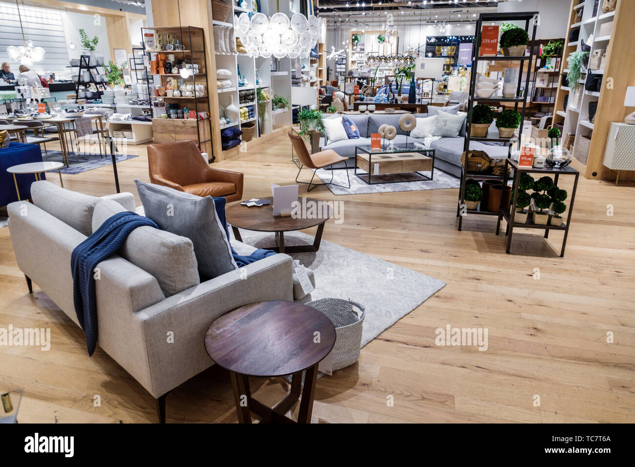 Miami Florida,The Shops at Midtown Miami,West Elm,inside interior,furniture household items furnishings,sofa chairs,display sale,shopping shopper shop Stock Photo
