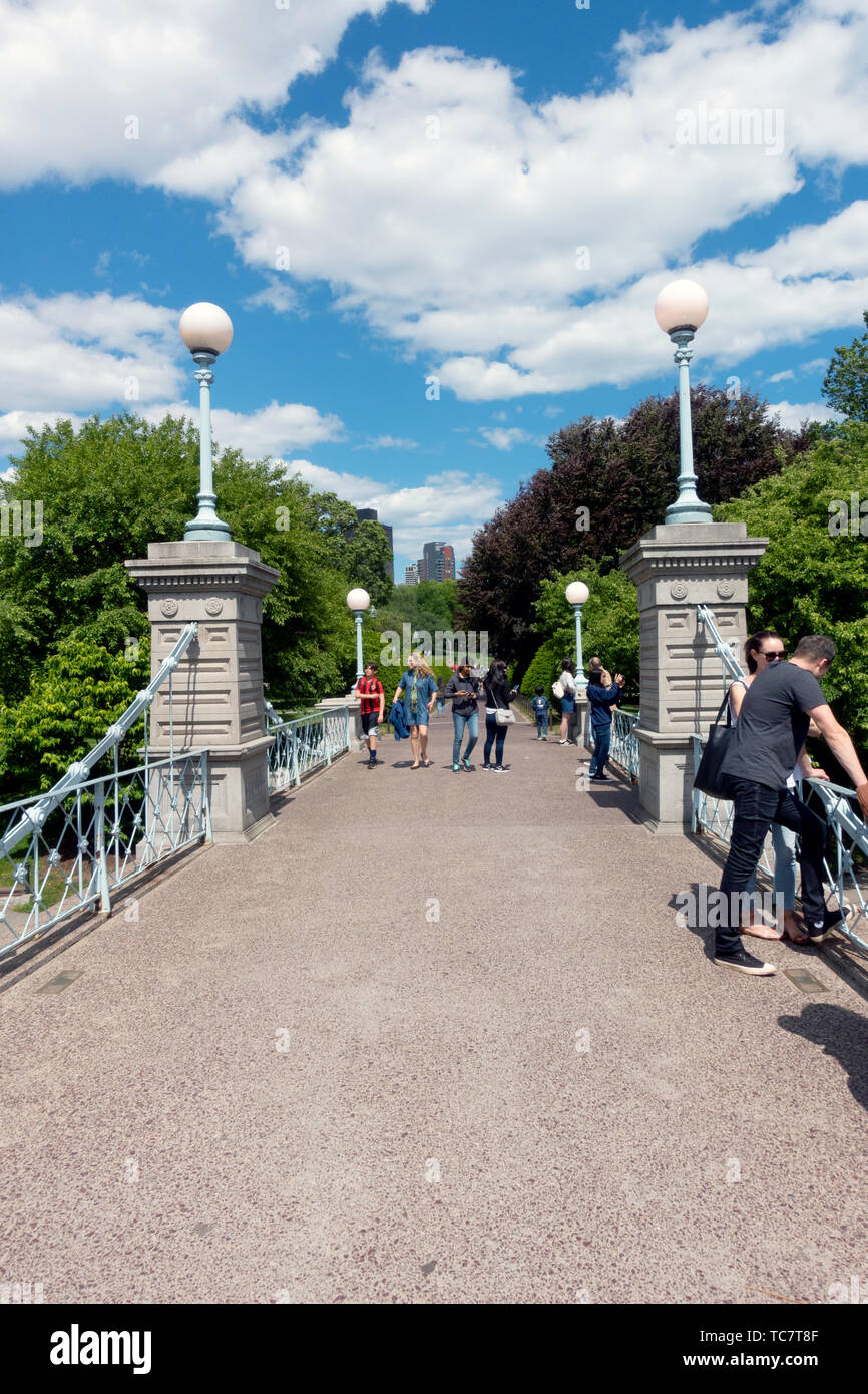 Bridge over Lagoon in the Boston Public Garden Stock Photo