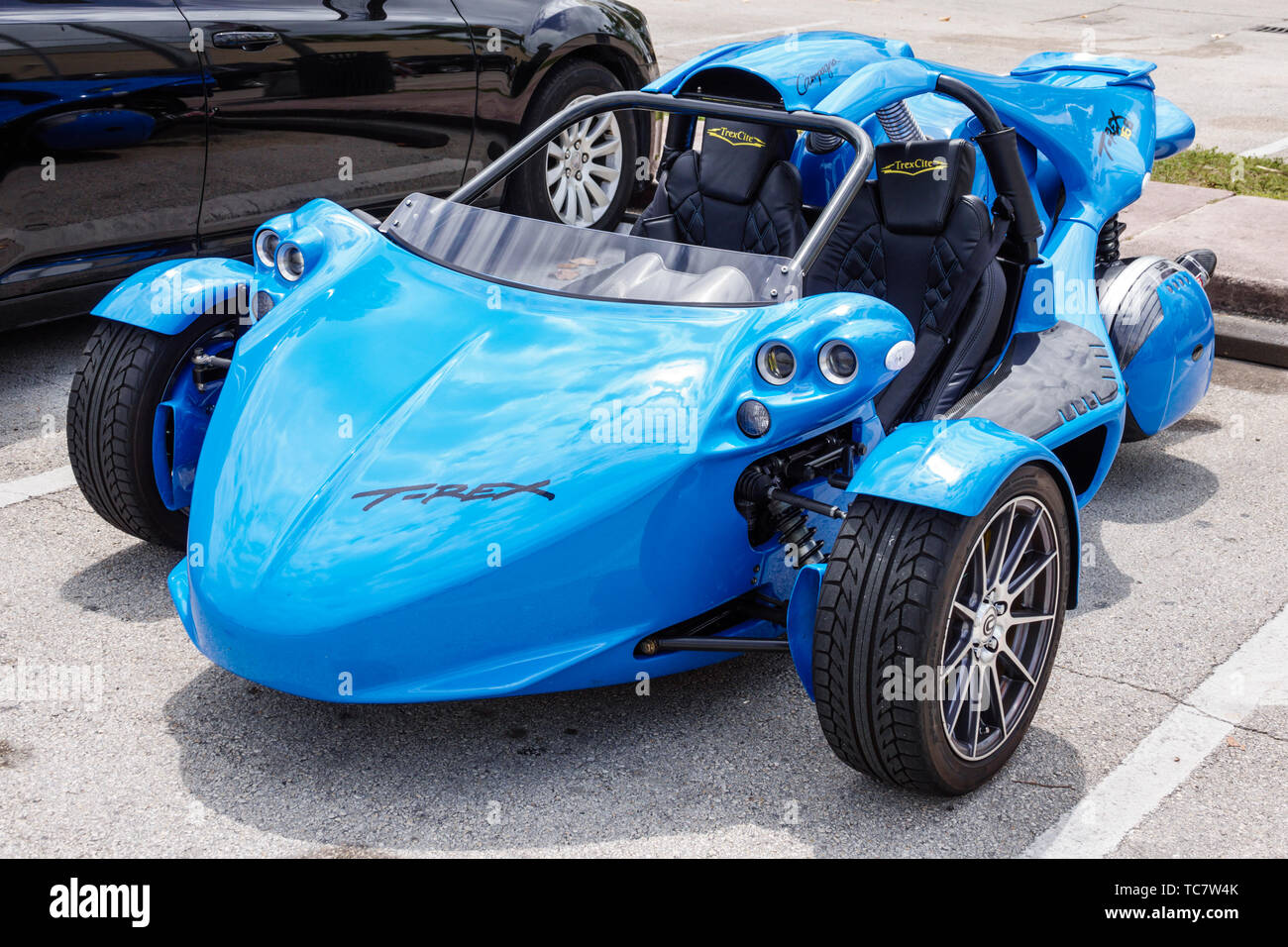 Miami Beach Florida,Campagna T-REX two-seat,three-wheeled motor vehicle,made in Quebec,FL190430024 Stock Photo