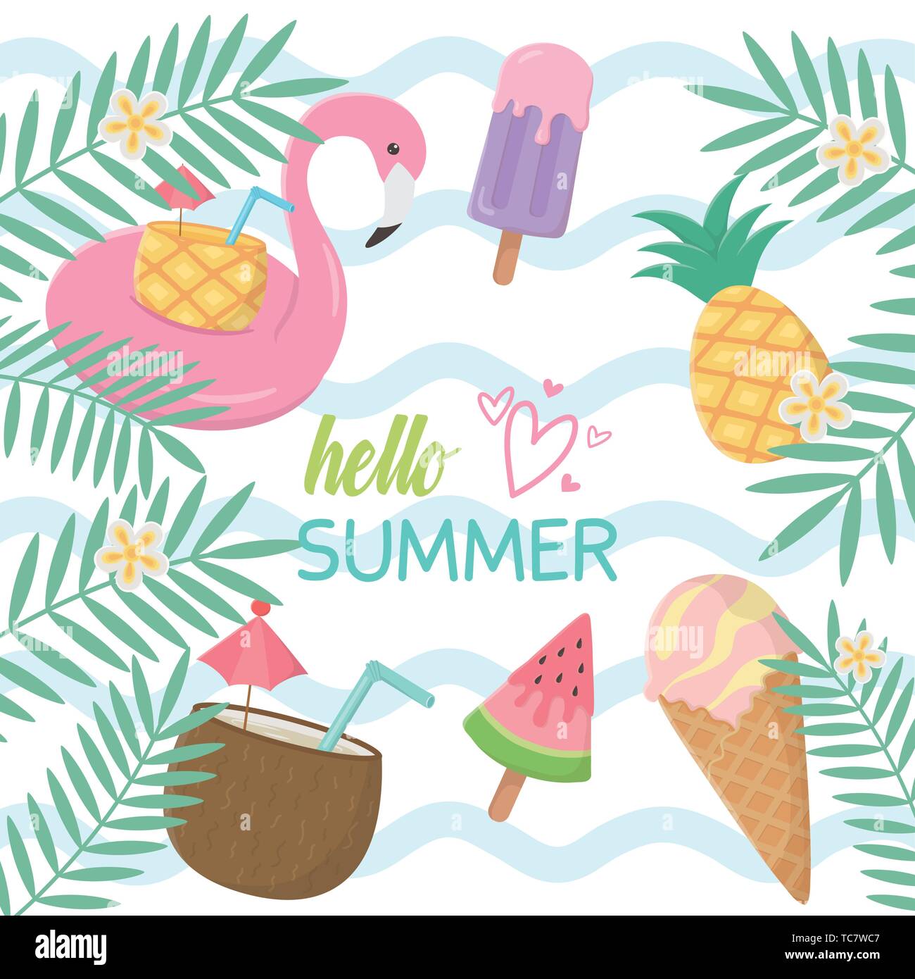 summer holiday poster set icons vector illustration design Stock Vector ...