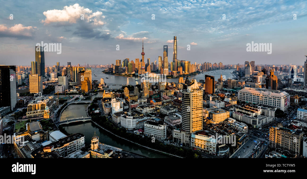It showcases the prosperity of the international city of Shanghai. Stock Photo