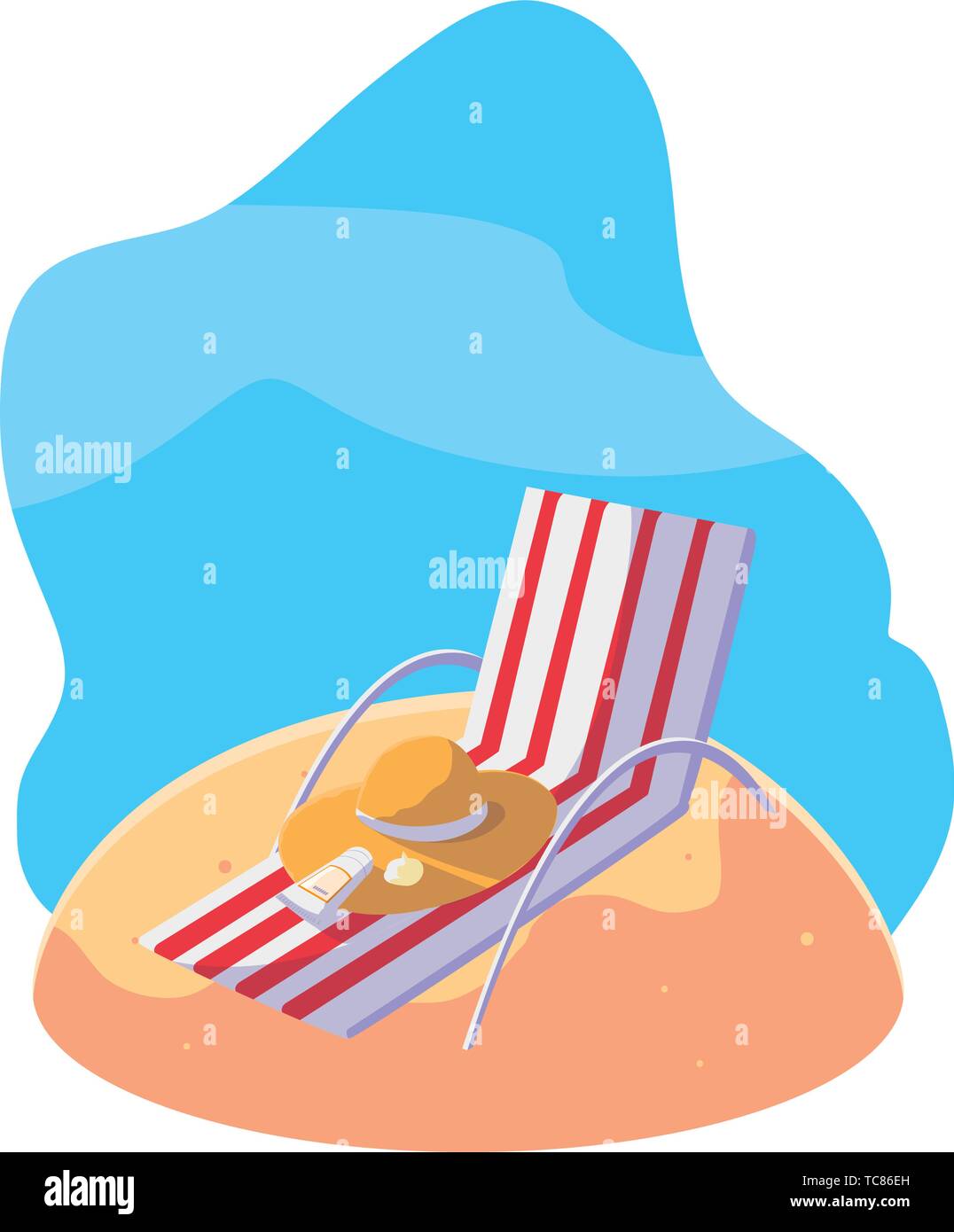 summer sand beach with chair scene vector illustration design Stock Vector
