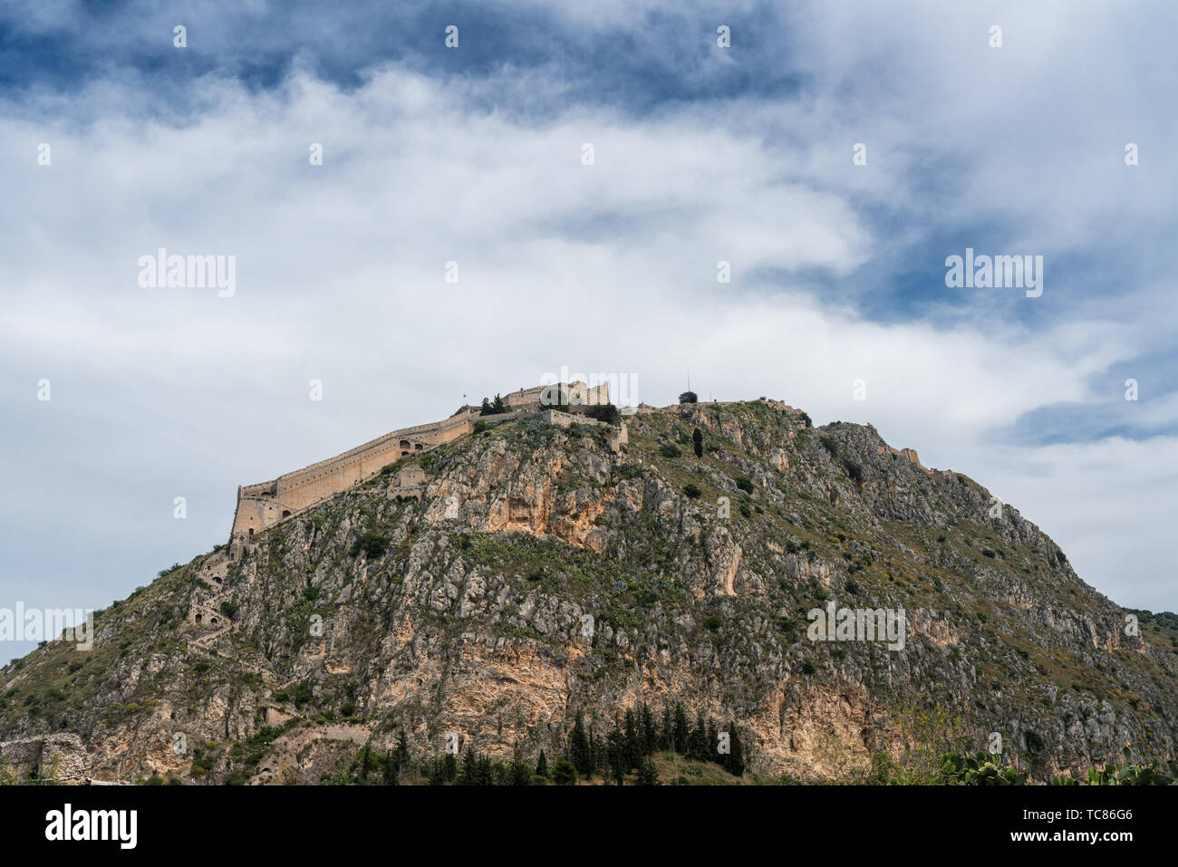 Hilltop fortress of Palamidi at Nafplio in Greece Stock Photo