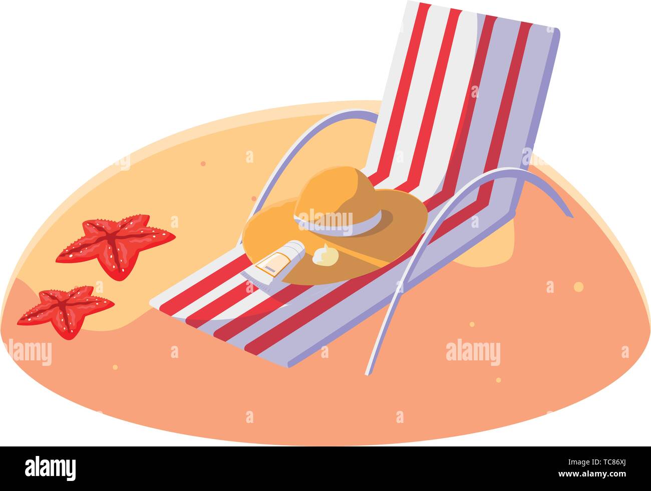 summer sand beach with chair scene vector illustration design Stock Vector