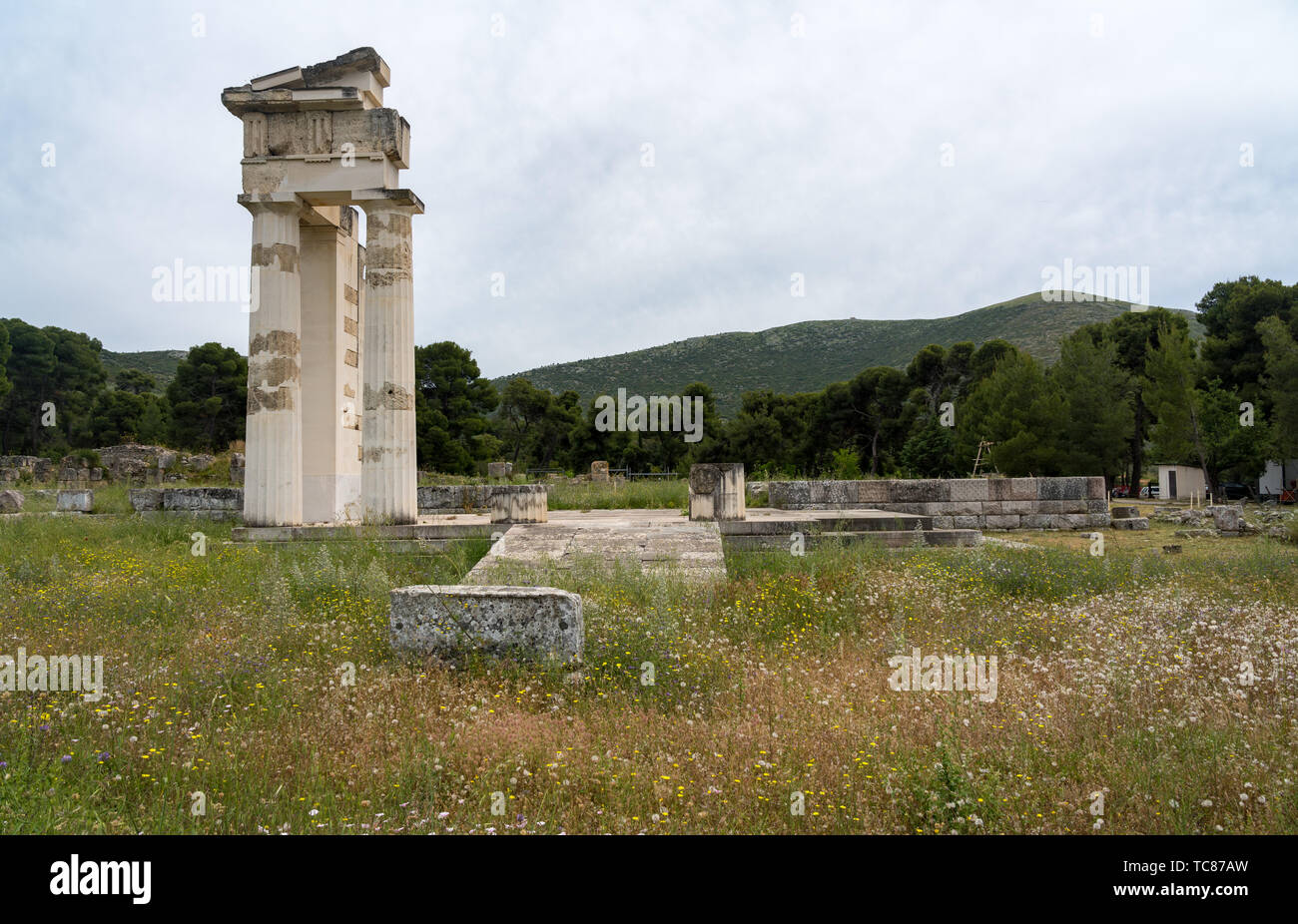 Temple ruins at Sanctuary of Asklepios at Epidaurus Greece Stock Photo ...