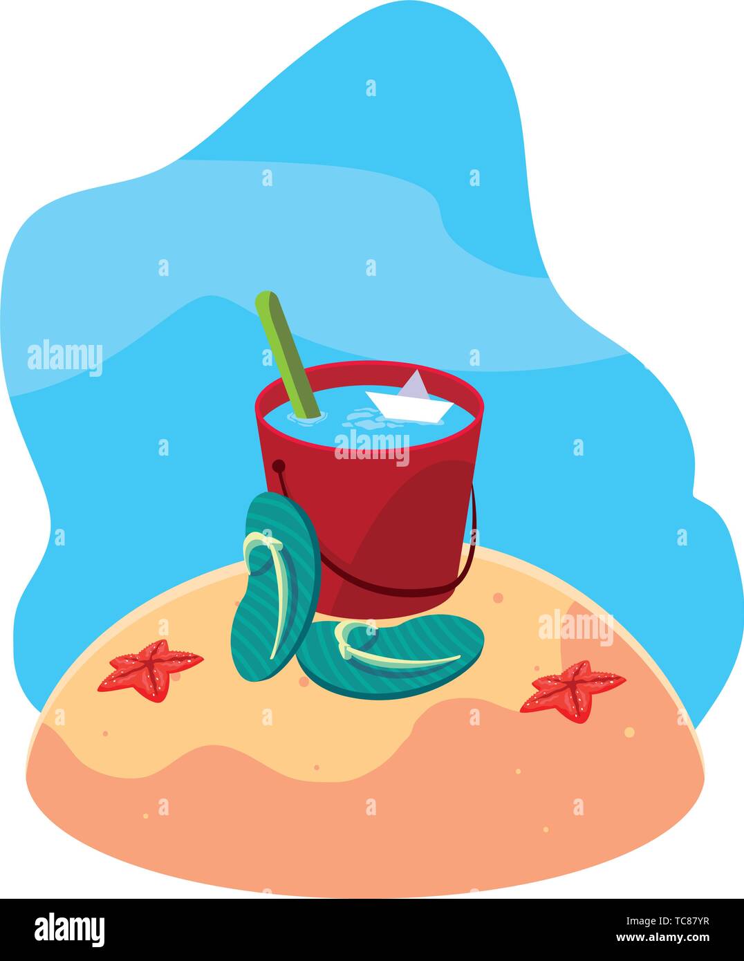 summer sand beach with flip flops scene vector illustration design ...