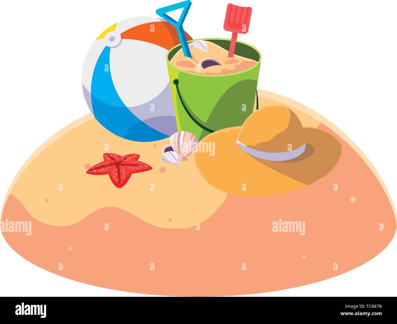 summer sand beach with beach balloon scene vector illustration design ...