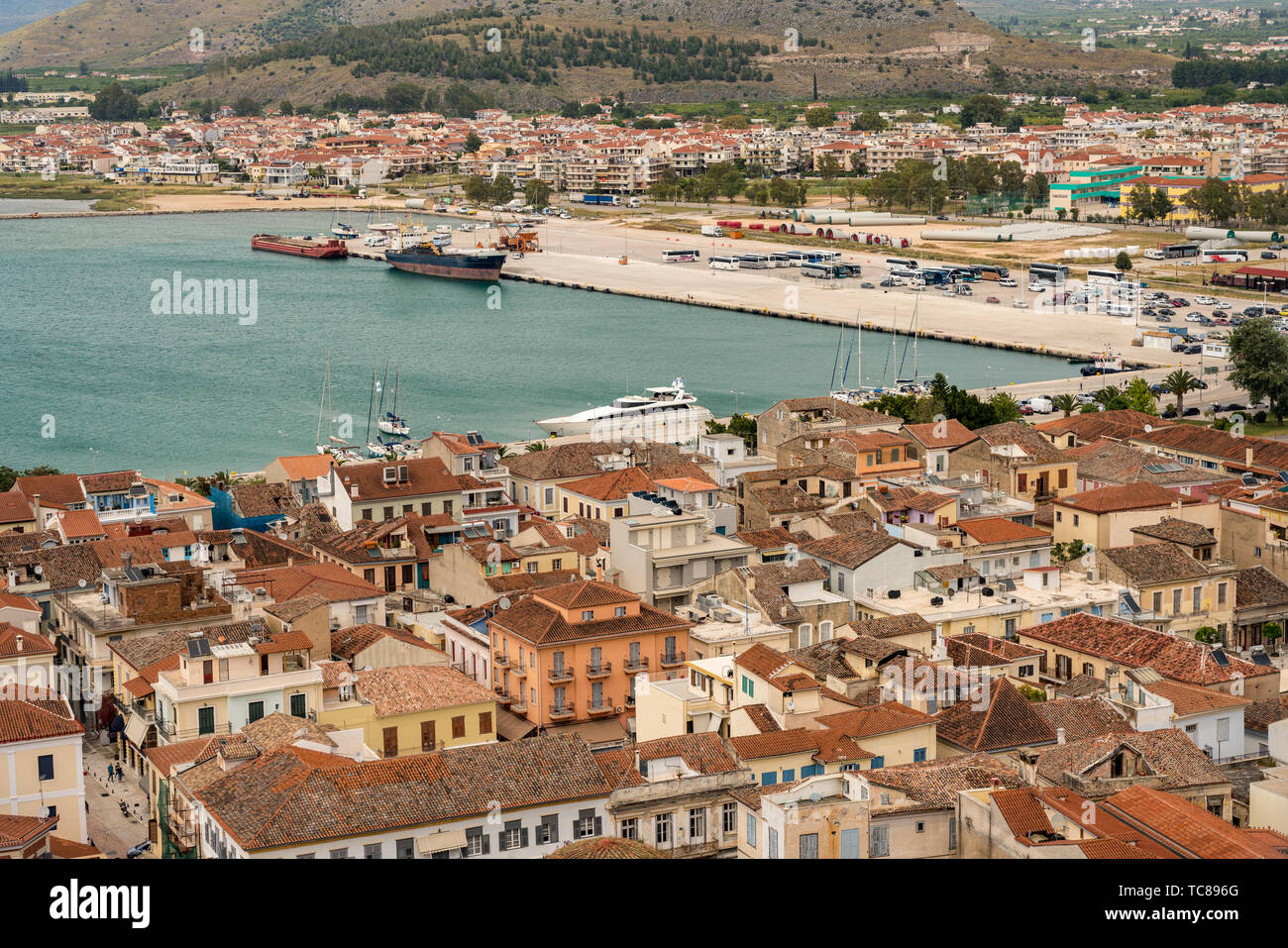 Tiled roofs and promenade of the old port town of Nafplio in Greece Stock  Photo - Alamy