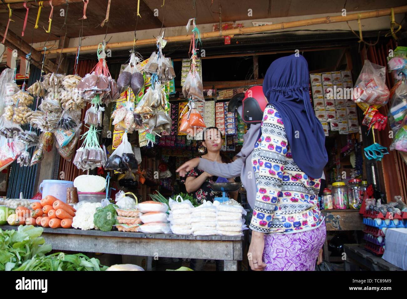 A shop selling vegetables in Selakau, West Kalimantan, Indonesia Stock Photo