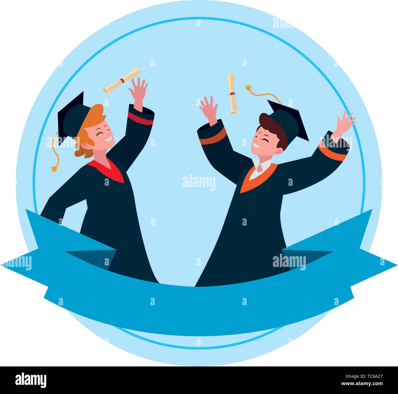 happy students boys graduated celebrating vector illustration design ...