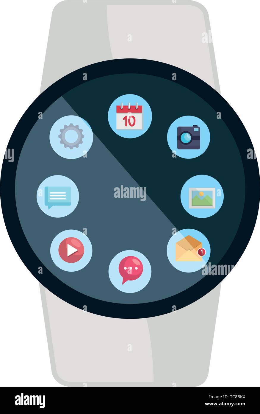 smartwatch weareable with applications menu Stock Vector