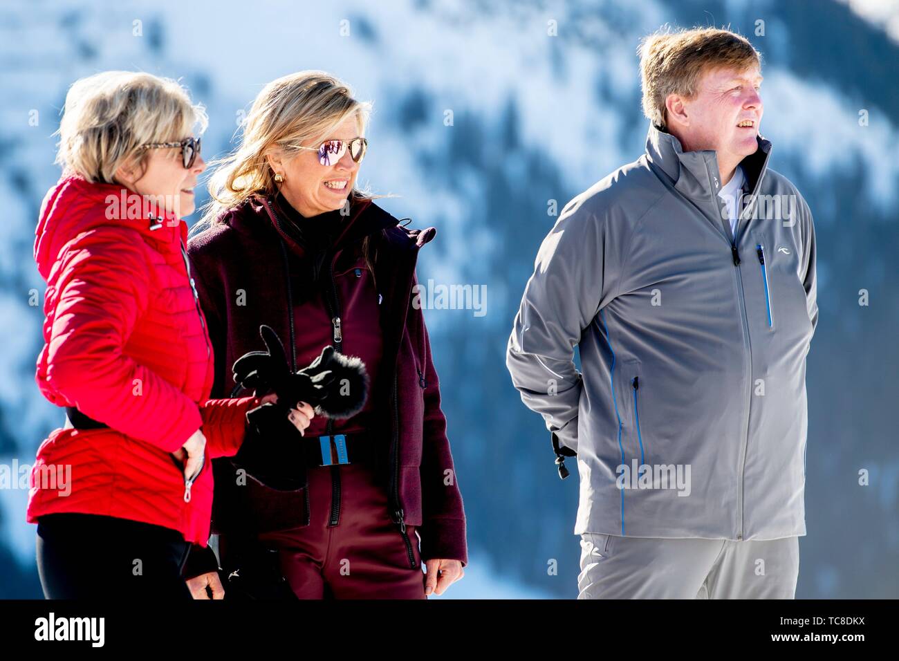 LECH - King Willem-Alexander and Queen Maxima take their daughters to Austria for annual ski holiday. Stock Photo