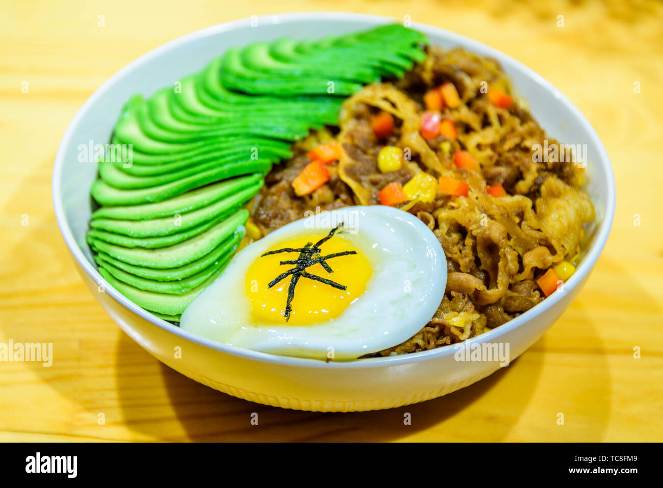 Avocado, beef rice Stock Photo - Alamy