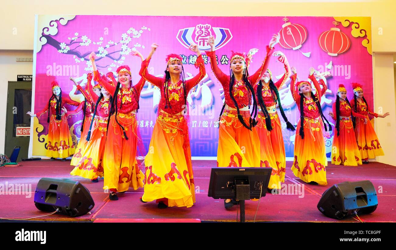 Entertaining programmes for the Sarawak Chai's Clan Association Chinese New Year celebration in Kuching, Malaysia Stock Photo