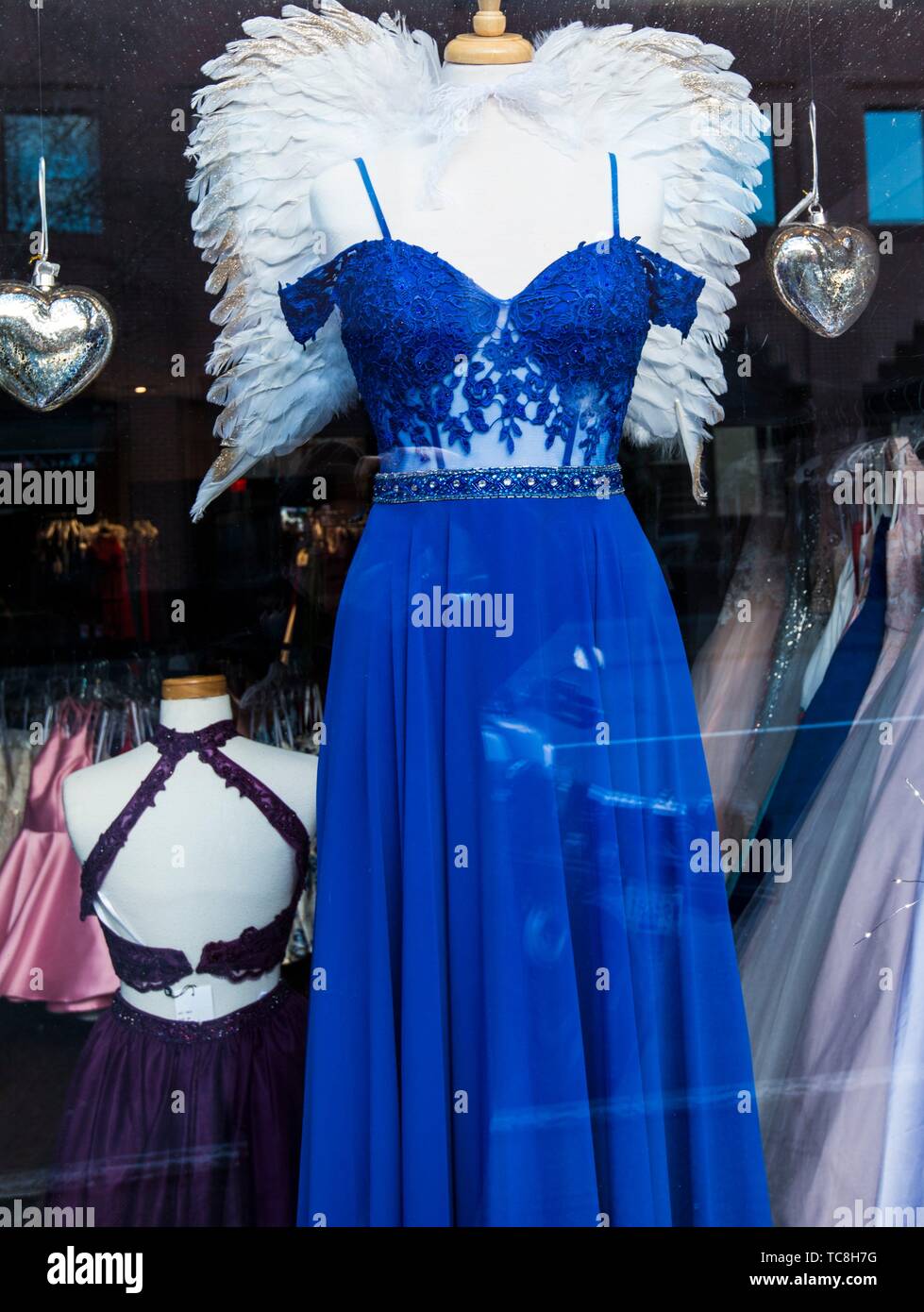 A dress in a shop window in downtown Victoria, BC, Canada Stock Photo