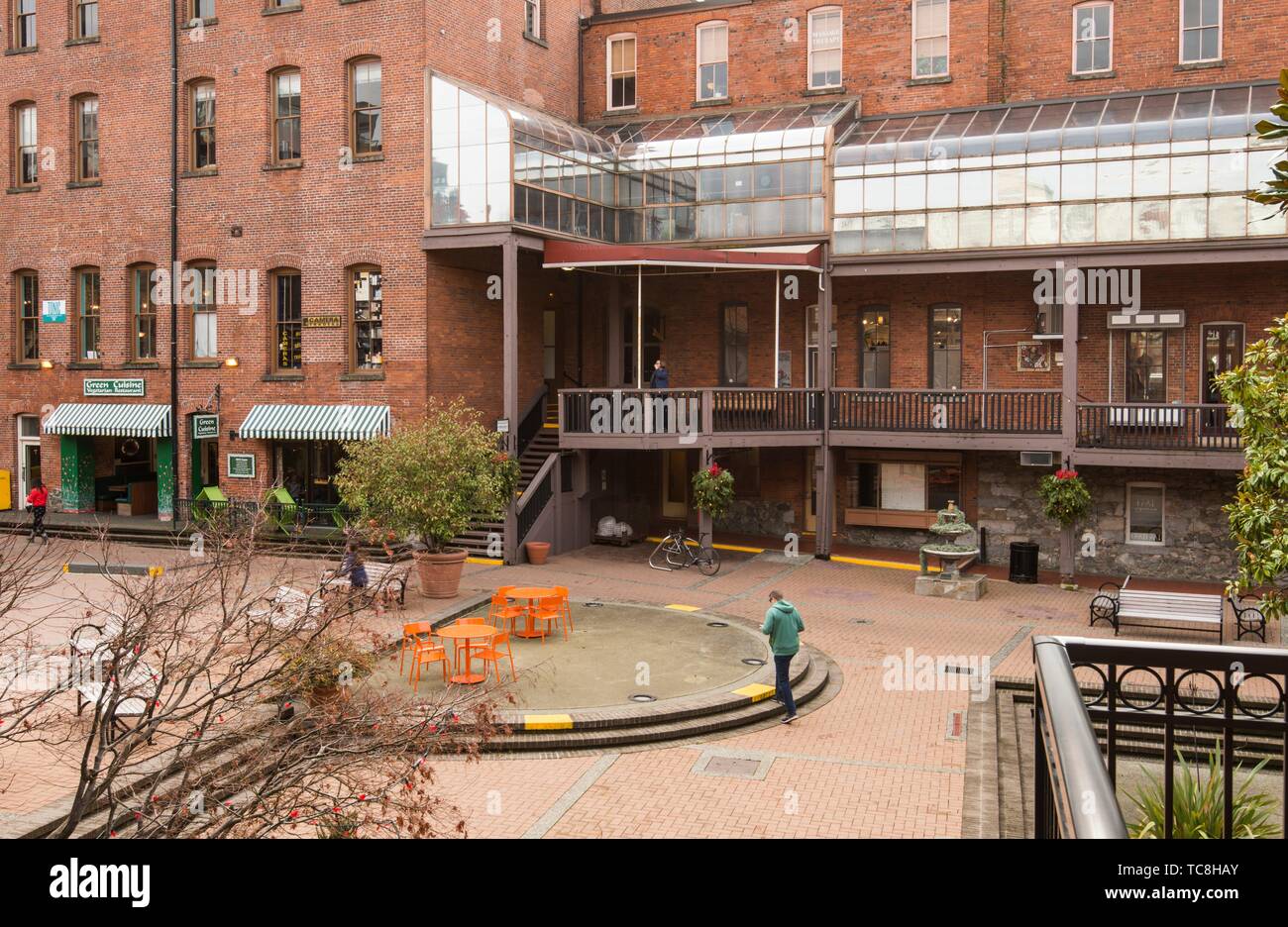 shopping plaza in historic buildings in downtown Victoria, BC, Canada