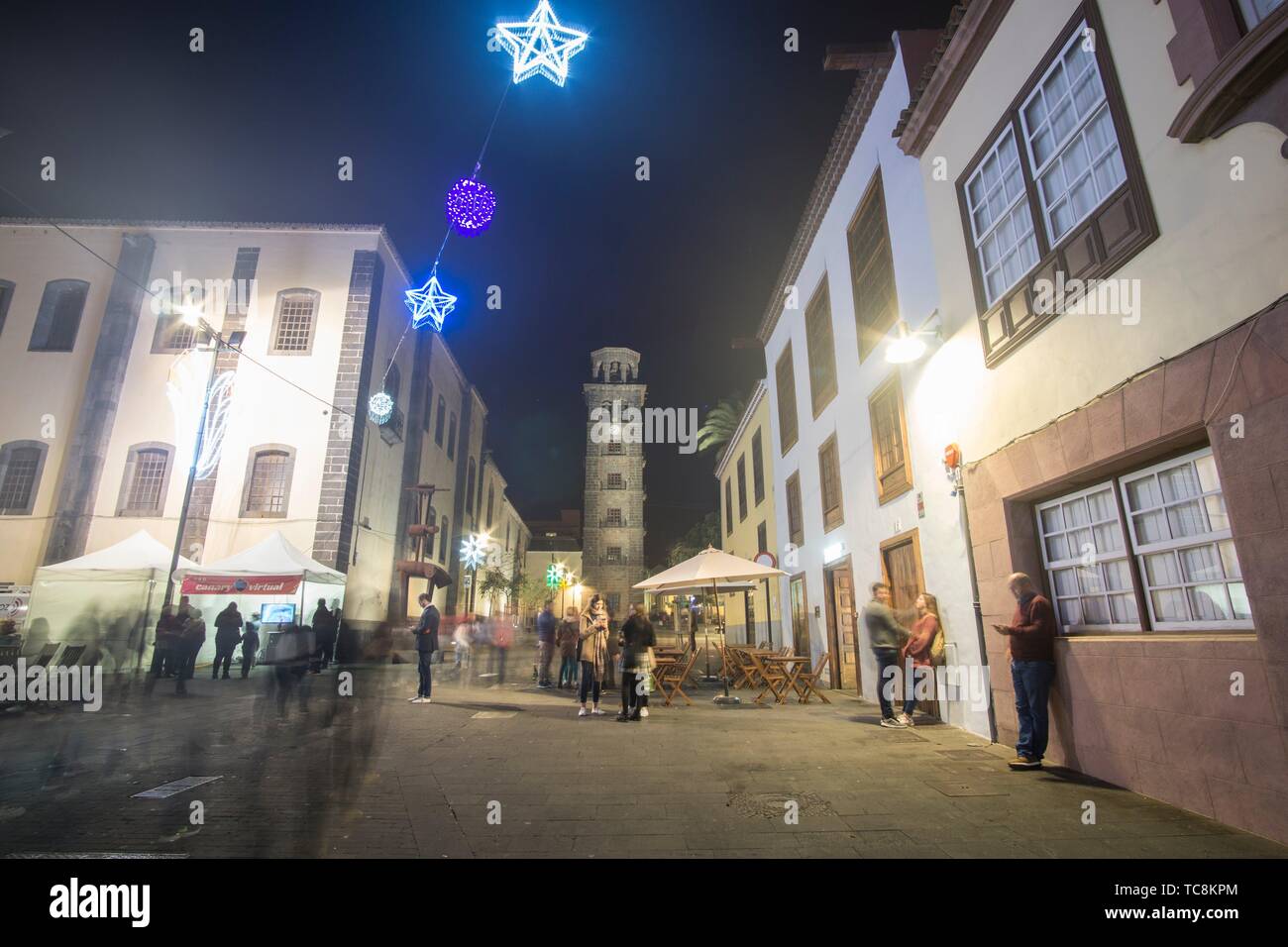 La Laguna Tenerife Canary islands on January 3, 2019 Christmas lights