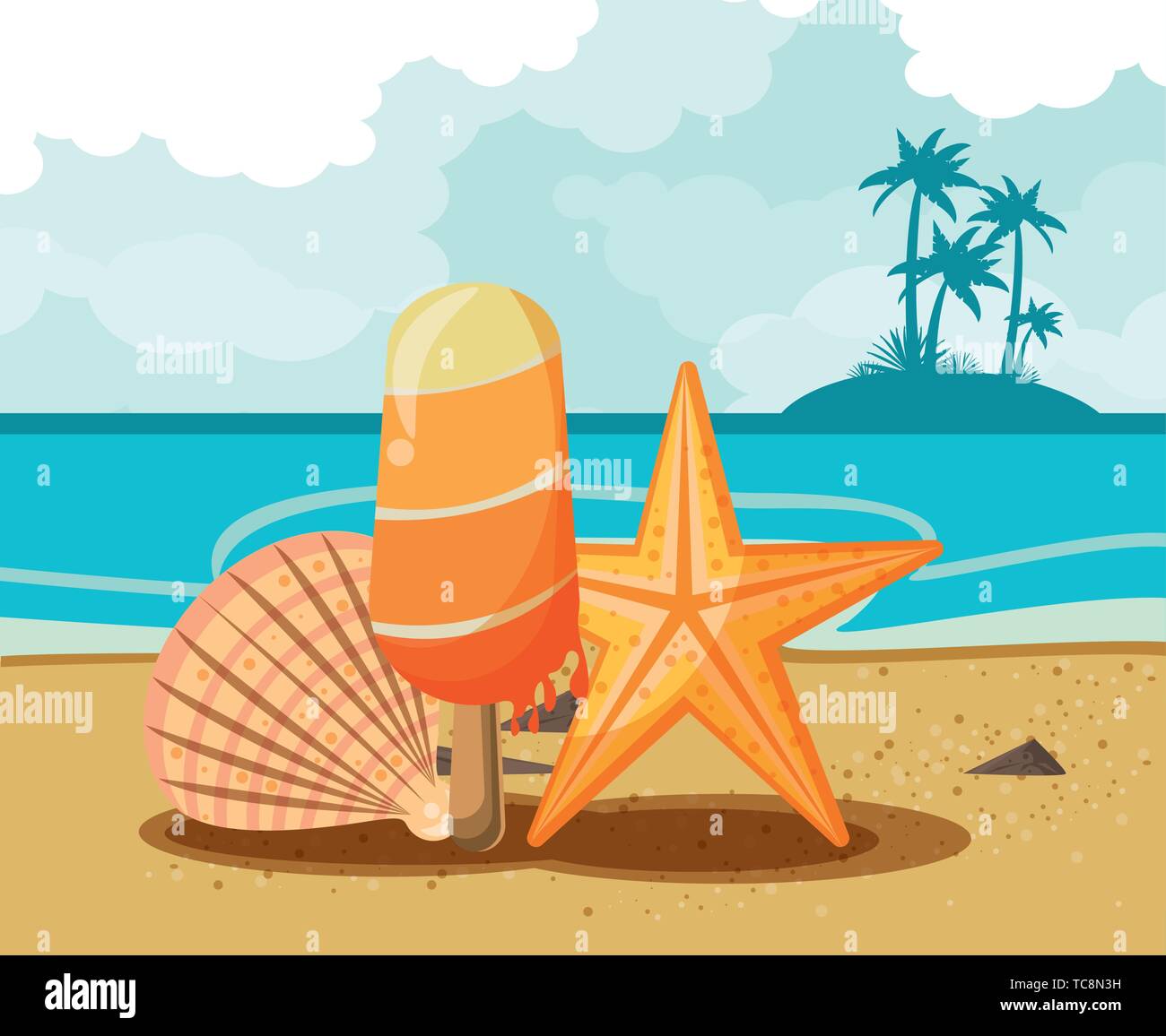 Summer beach and vacations scenery Stock Vector Image & Art - Alamy