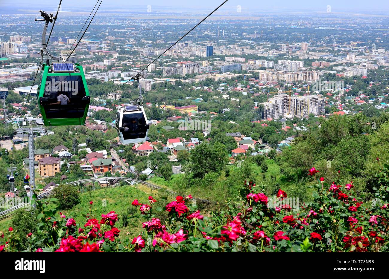 Cable car to Kok-Tobe hill in Almaty, Kazakhstan Stock Photo - Alamy
