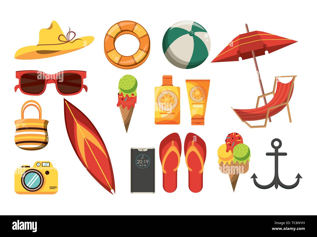 Summer and beach set of icons Stock Vector Image & Art - Alamy