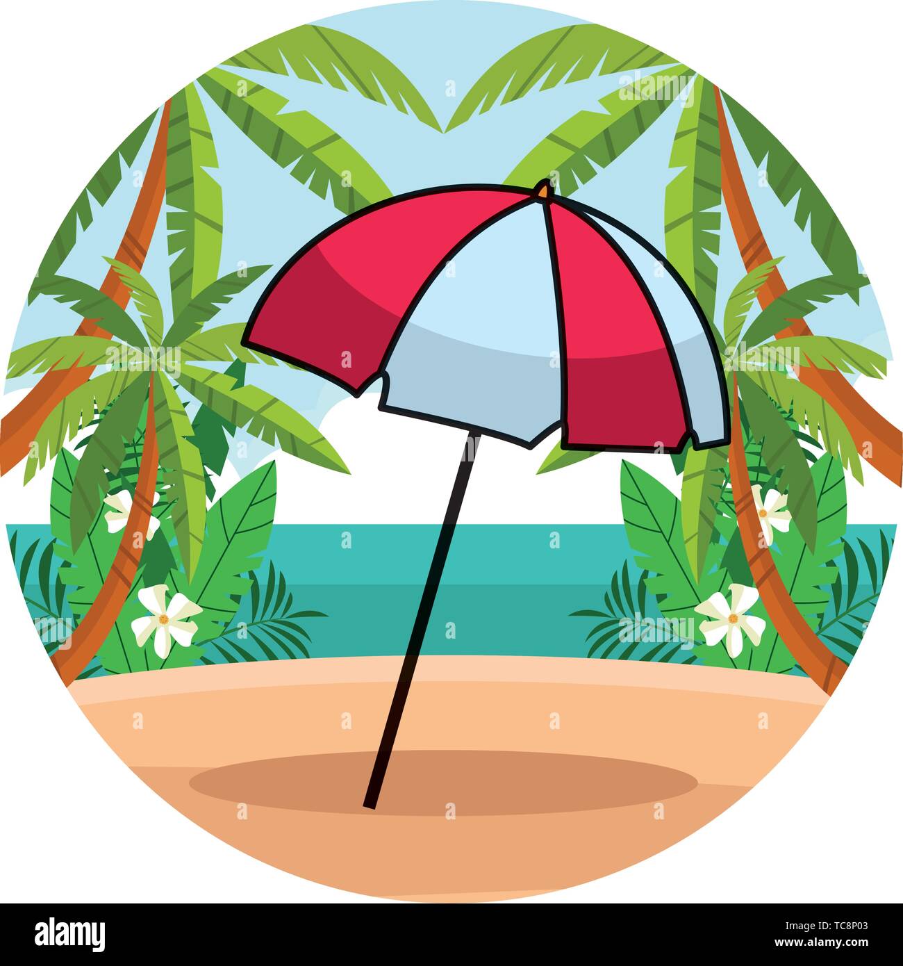 beach striped umbrella open cartoon Stock Vector Image & Art - Alamy