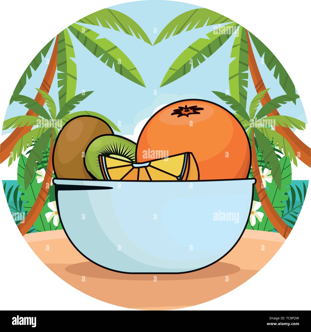 Fresh fruits in bowl cartoon Stock Vector Image & Art Alamy