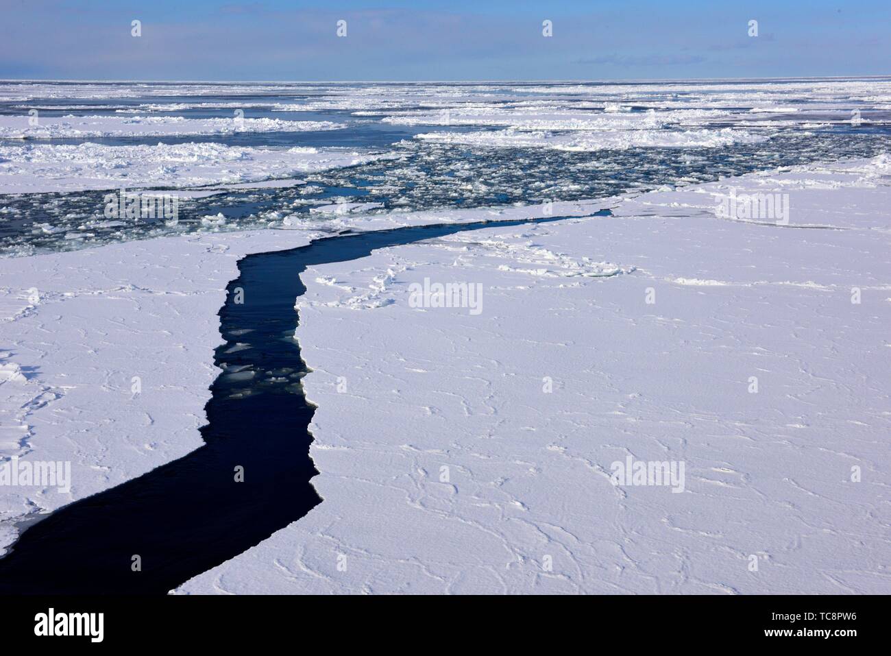 Abashiri ice drift in cold ocean in Hokkaido, Japan, Asia. Stock Photo